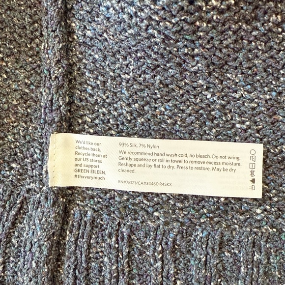 Eileen Fisher Silk Blend Boatneck Knit Speckled Pullover Sweater - Picture 7 of 7